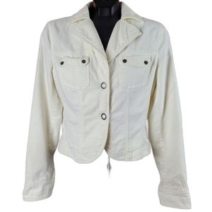 MEXX Jacket White Cropped Snap Closure Size 10